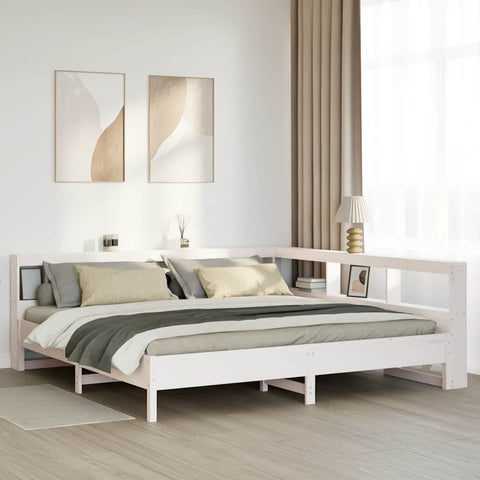 vidaXL Bookcase Bed without Mattress White 180x200 cm Solid Wood Pine