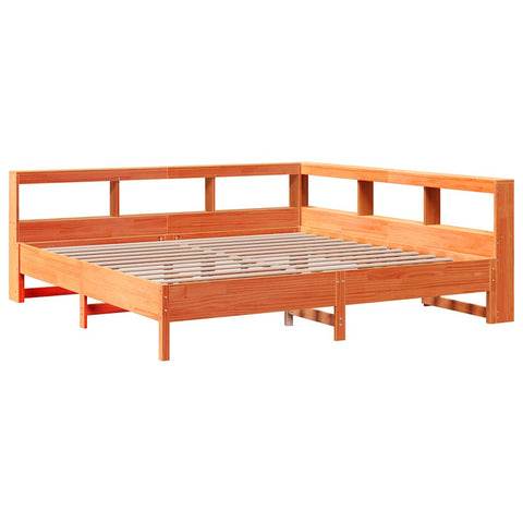 vidaXL Bookcase Bed without Mattress Wax Brown 180x200 cm Solid Wood Pine