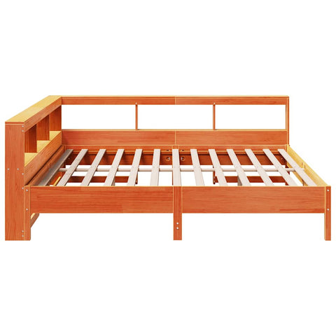 vidaXL Bookcase Bed without Mattress Wax Brown 180x200 cm Solid Wood Pine