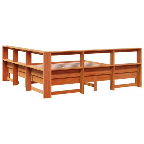 vidaXL Bookcase Bed without Mattress Wax Brown 180x200 cm Solid Wood Pine