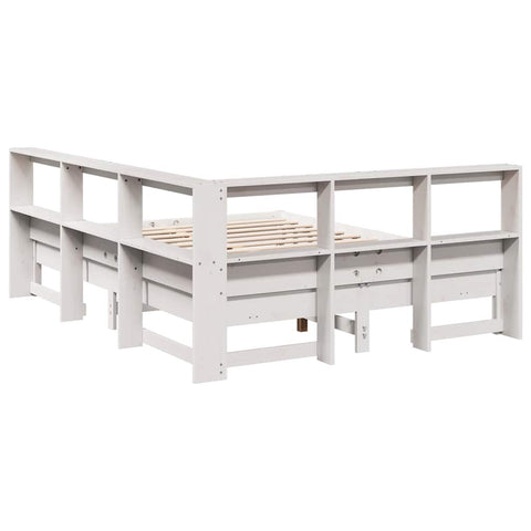 vidaXL Bookcase Bed without Mattress White 150x200 cm King Size Solid Wood Pine