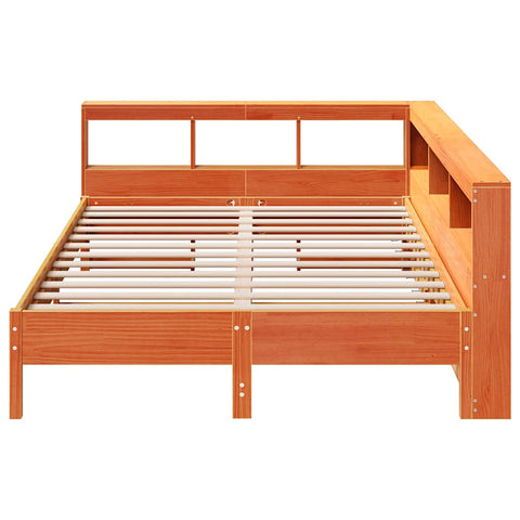 vidaXL Bookcase Bed without Mattress Wax Brown 150x200 cm King Size Solid Wood Pine