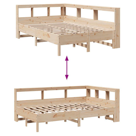 vidaXL Bookcase Bed without Mattress 140x200 cm Solid Wood Pine