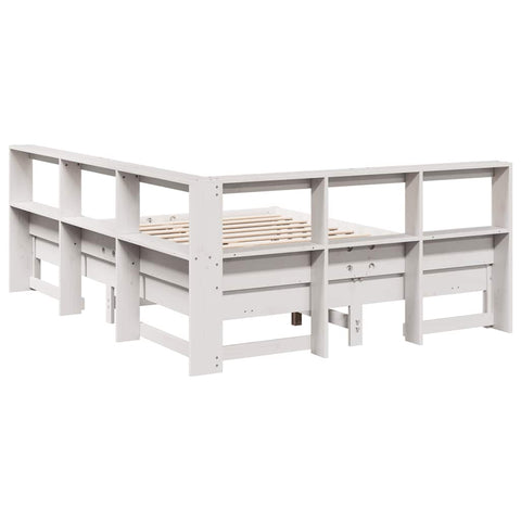 vidaXL Bookcase Bed without Mattress White 140x200 cm Solid Wood Pine