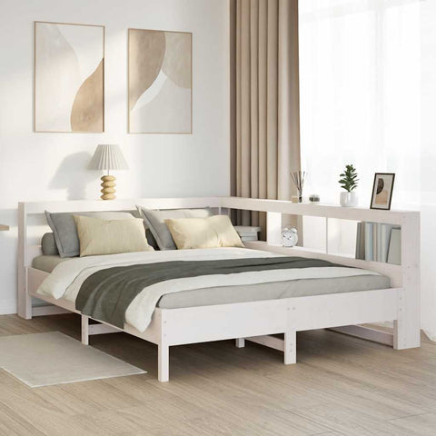 vidaXL Bookcase Bed without Mattress White 140x200 cm Solid Wood Pine
