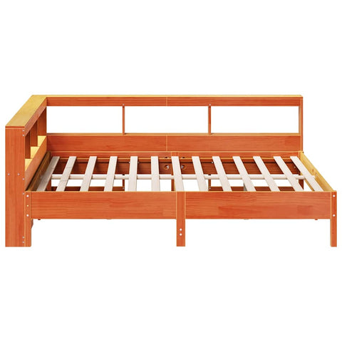 vidaXL Bookcase Bed without Mattress Wax Brown 140x200 cm Solid Wood Pine