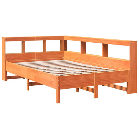 vidaXL Bookcase Bed without Mattress Wax Brown 120x200 cm Solid Wood Pine