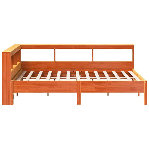 vidaXL Bookcase Bed without Mattress Wax Brown 120x200 cm Solid Wood Pine