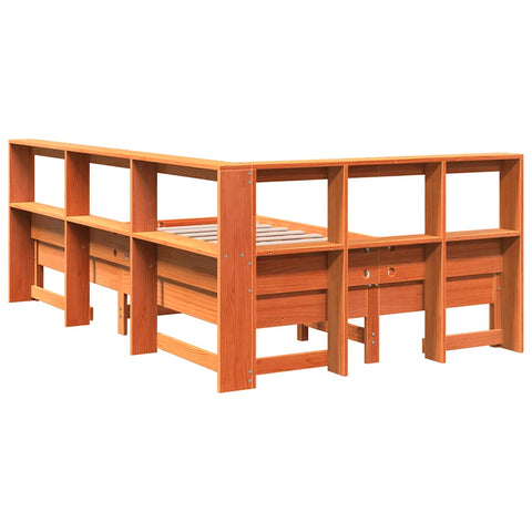 vidaXL Bookcase Bed without Mattress Wax Brown 120x200 cm Solid Wood Pine