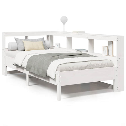 vidaXL Bookcase Bed without Mattress White 100x200 cm Solid Wood Pine