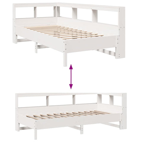 vidaXL Bookcase Bed without Mattress White 90x200 cm Solid Wood Pine