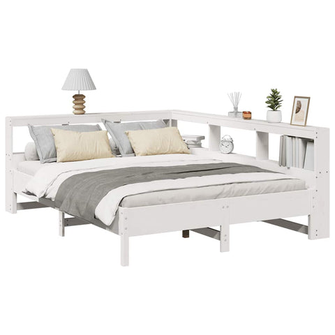 vidaXL Bookcase Bed without Mattress White 140x190 cm Solid Wood Pine