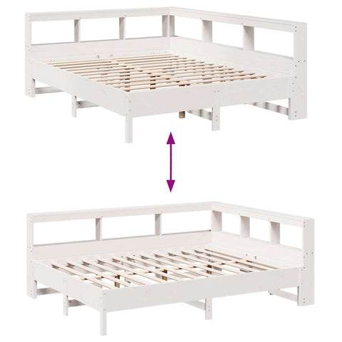 vidaXL Bookcase Bed without Mattress White 140x190 cm Solid Wood Pine