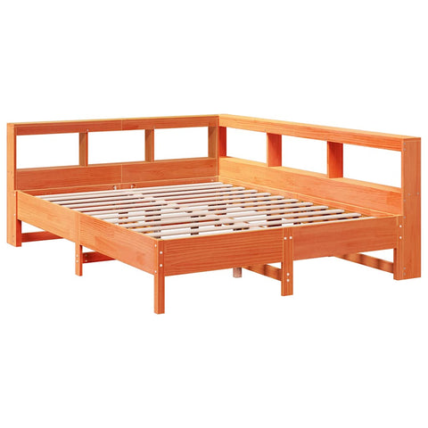 vidaXL Bookcase Bed without Mattress Wax Brown 140x190 cm Solid Wood Pine