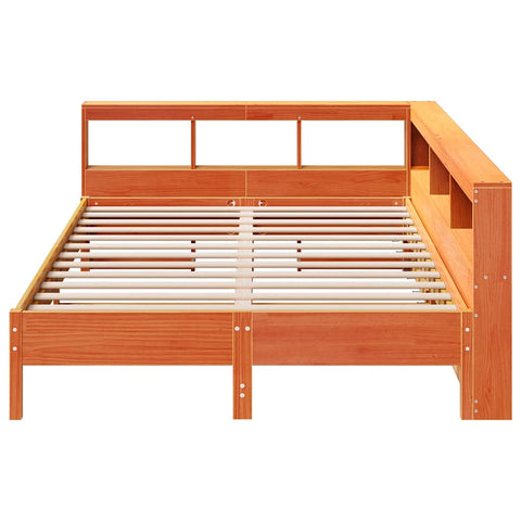 vidaXL Bookcase Bed without Mattress Wax Brown 140x190 cm Solid Wood Pine