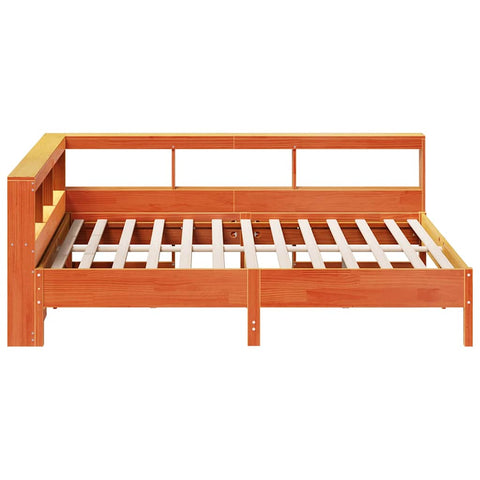 vidaXL Bookcase Bed without Mattress Wax Brown 140x190 cm Solid Wood Pine
