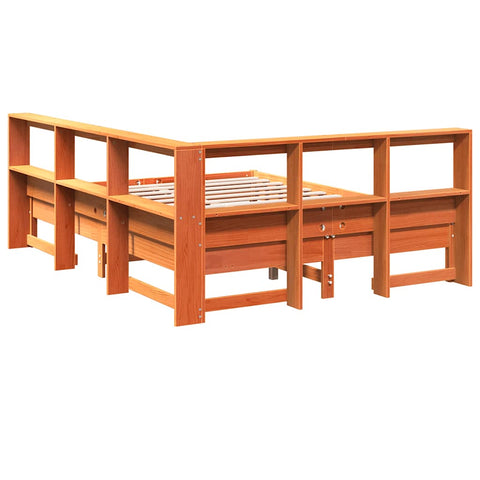 vidaXL Bookcase Bed without Mattress Wax Brown 140x190 cm Solid Wood Pine