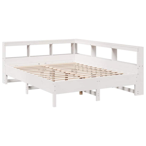 vidaXL Bookcase Bed without Mattress White 135x190 cm Solid Wood Pine