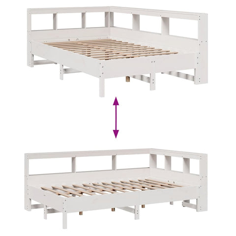 vidaXL Bookcase Bed without Mattress White 120x190 cm Solid Wood Pine