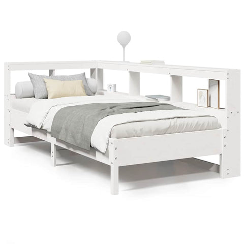 vidaXL Bookcase Bed without Mattress White 75x190 cm Solid Wood Pine
