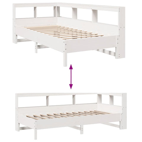 vidaXL Bookcase Bed without Mattress White 75x190 cm Solid Wood Pine