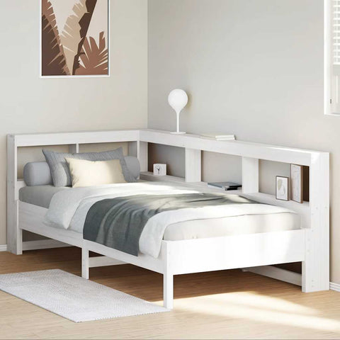 vidaXL Bookcase Bed without Mattress White 75x190 cm Solid Wood Pine
