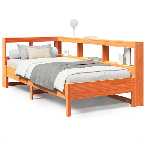 vidaXL Bookcase Bed without Mattress Wax Brown 75x190 cm Solid Wood Pine