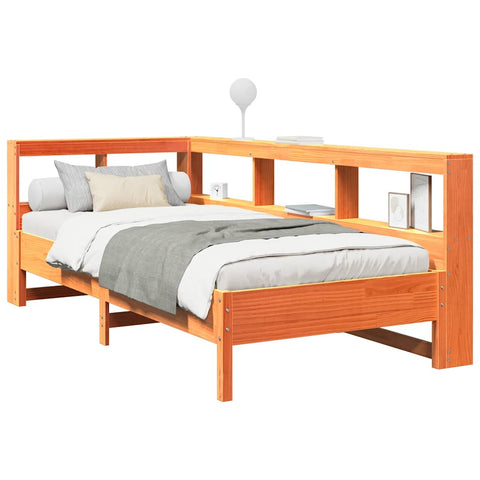 vidaXL Bookcase Bed without Mattress Wax Brown 75x190 cm Solid Wood Pine
