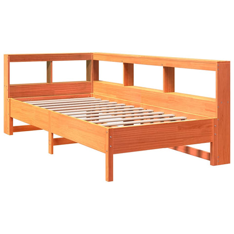 vidaXL Bookcase Bed without Mattress Wax Brown 75x190 cm Solid Wood Pine
