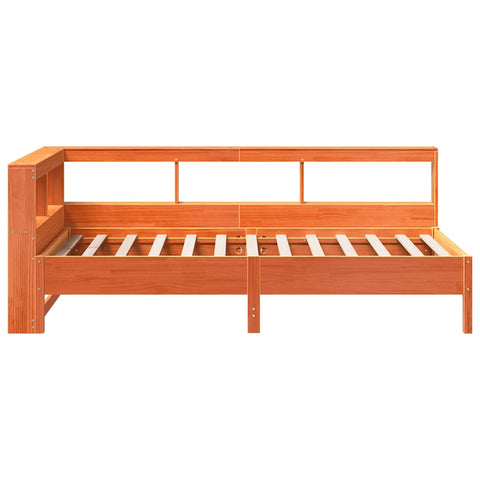vidaXL Bookcase Bed without Mattress Wax Brown 75x190 cm Solid Wood Pine