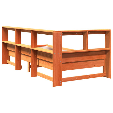 vidaXL Bookcase Bed without Mattress Wax Brown 75x190 cm Solid Wood Pine
