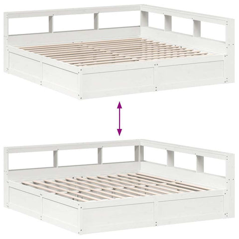 vidaXL Bookcase Bed without Mattress White 180x200cm Solid Wood Pine