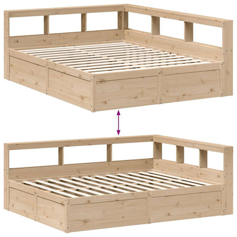 vidaXL Bookcase Bed without Mattress 160x200cm Solid Wood Pine