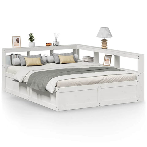 vidaXL Bookcase Bed without Mattress White 140x200cm Solid Wood Pine