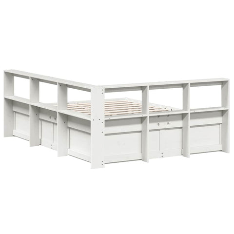 vidaXL Bookcase Bed without Mattress White 140x200cm Solid Wood Pine