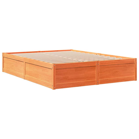 vidaXL Bookcase Bed without Mattress Wax Brown 140x200cm Solid Wood Pine