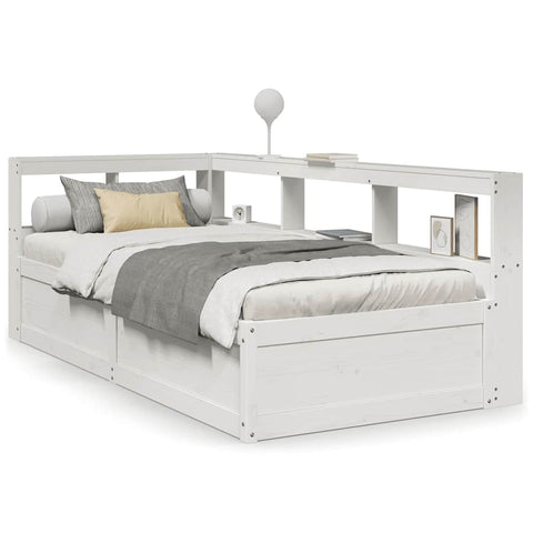 vidaXL Bookcase Bed without Mattress White 100x200cm Solid Wood Pine