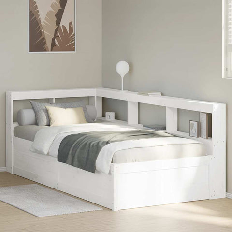 vidaXL Bookcase Bed without Mattress White 100x200cm Solid Wood Pine