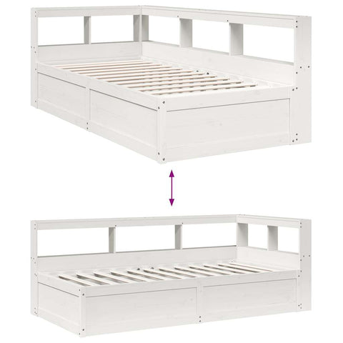 vidaXL Bookcase Bed without Mattress White 100x200cm Solid Wood Pine