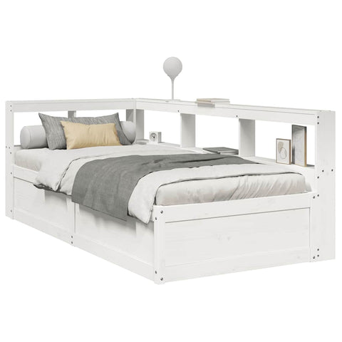 vidaXL Bookcase Bed without Mattress White 100x200cm Solid Wood Pine