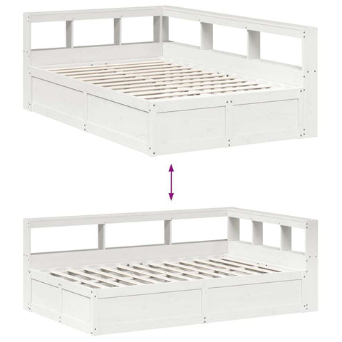 vidaXL Bookcase Bed without Mattress White 140x190cm Solid Wood Pine