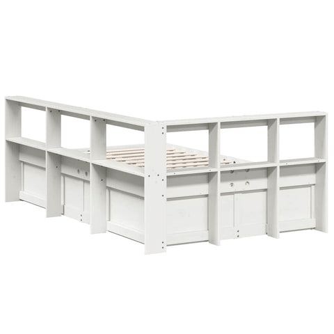 vidaXL Bookcase Bed without Mattress White 135x190cm Solid Wood Pine