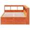 vidaXL Bookcase Bed without Mattress Wax Brown 135x190cm Solid Wood Pine