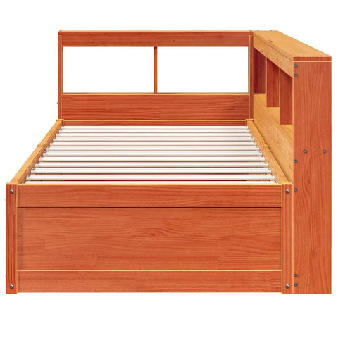 vidaXL Bookcase Bed without Mattress Wax Brown 90x190cm Solid Wood Pine