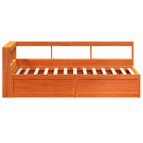 vidaXL Bookcase Bed without Mattress Wax Brown 90x190cm Solid Wood Pine