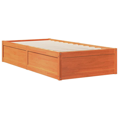 vidaXL Bookcase Bed without Mattress Wax Brown 90x190cm Solid Wood Pine