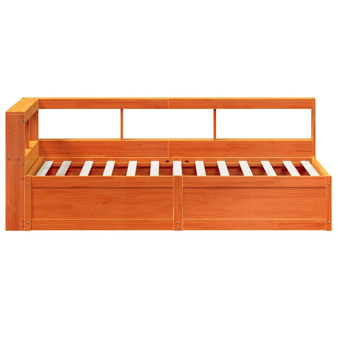 vidaXL Bookcase Bed without Mattress Wax Brown 75x190cm Solid Wood Pine