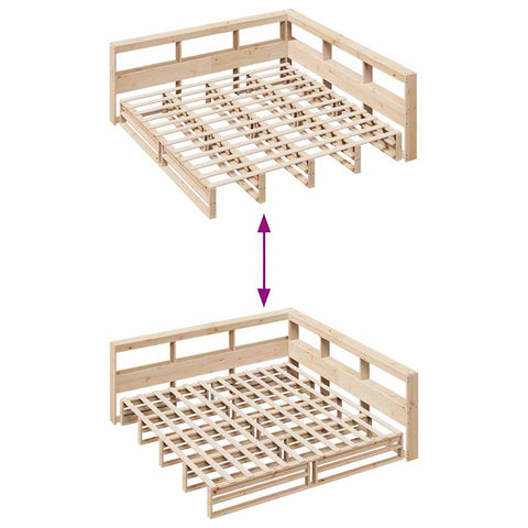 vidaXL Bookcase Bed without Mattress 200x200cm Solid Wood Pine