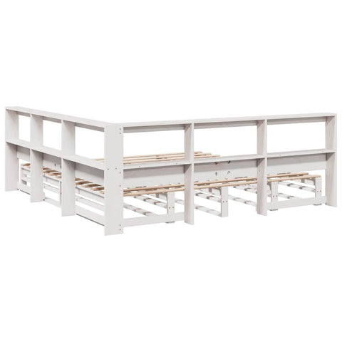 vidaXL Bookcase Bed without Mattress White 200x200cm Solid Wood Pine