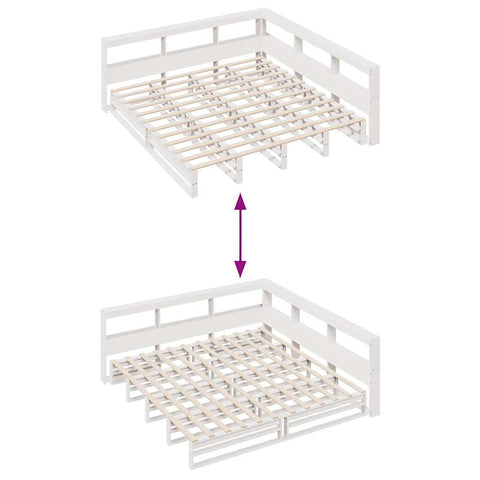 vidaXL Bookcase Bed without Mattress White 200x200cm Solid Wood Pine